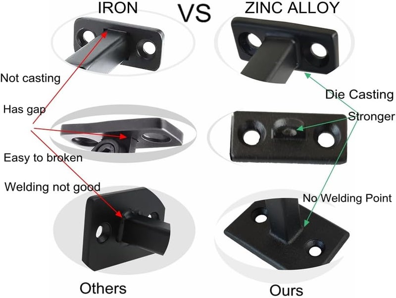 Langdoly 3-3/8" High Swivel Handrail Brackets for Staircase Stair Railing Heavy Duty Black Brackets with Screws (Fixed Stair handrail 1) - Image 2